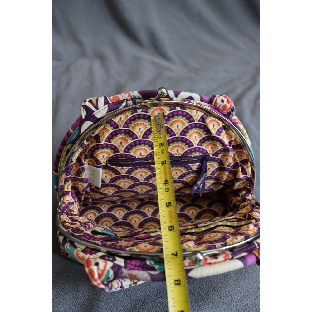 VERA BRADLEY Plum Crazy  Eloise Handbag Floral Shoulder Kisslock Purple Retired - Picture 5 of 11